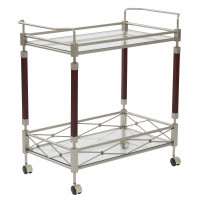 OSP Home Furnishings MLR37-NB Serving Cart with Clear Tempered Glass